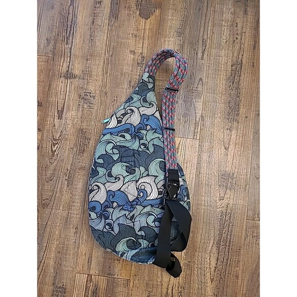 Kavu Rope Bag Ocean Wave Sling Bag Blues Greens Crossbody Shoulder Bag Travel - Picture 7 of 8